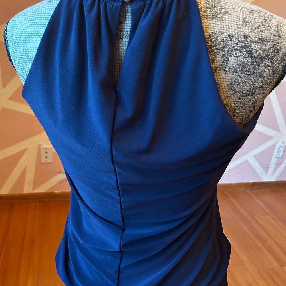 White House Black Market navy halter top. - Picture 3 of 9